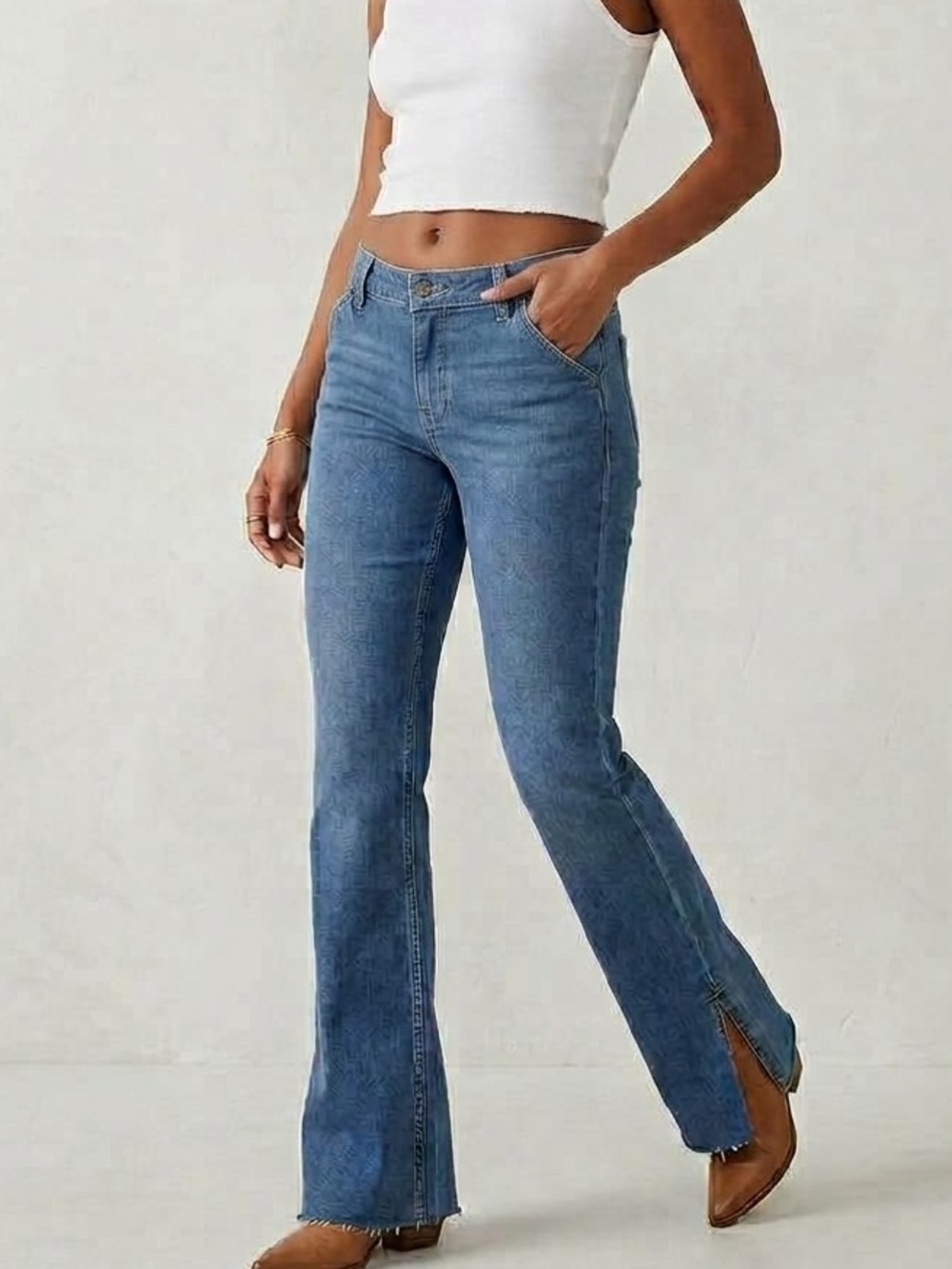 NWT We The Free People Level Up Slit Bootcut Jeans Size 31 Raw Hem